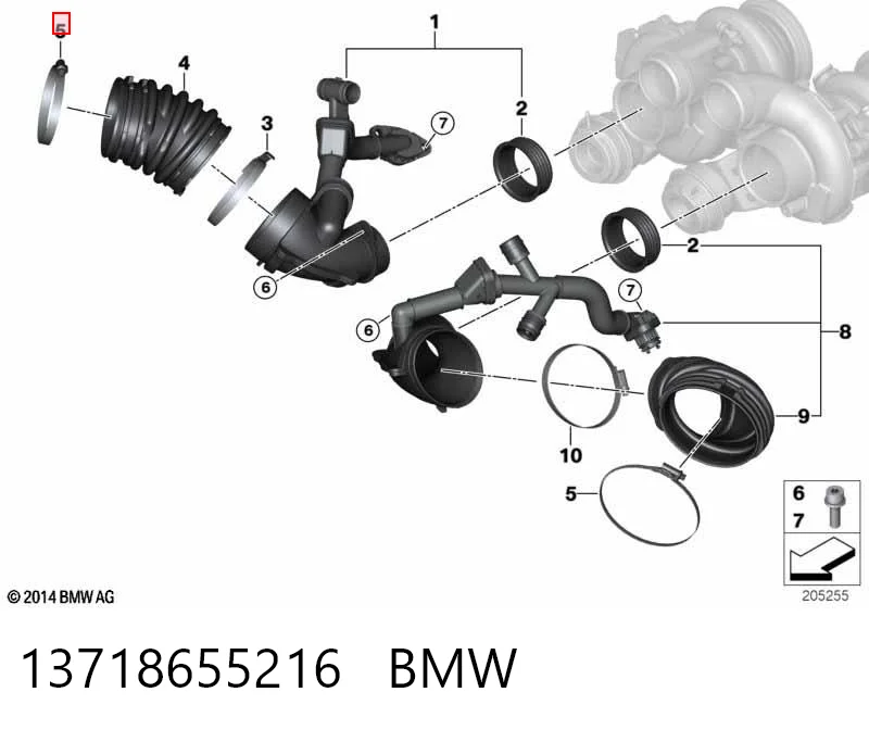 13718655216 BMW Vedante de turbina de ar comprimido, admissão