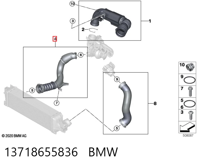 13718655836 BMW Mangueira (cano derivado) de intercooler