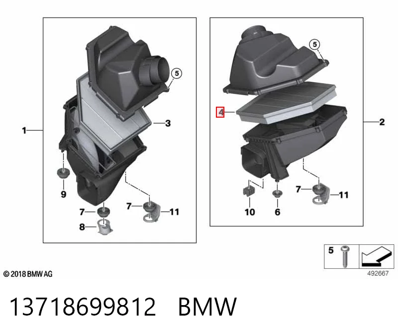 13718699812 BMW Filtro de ar