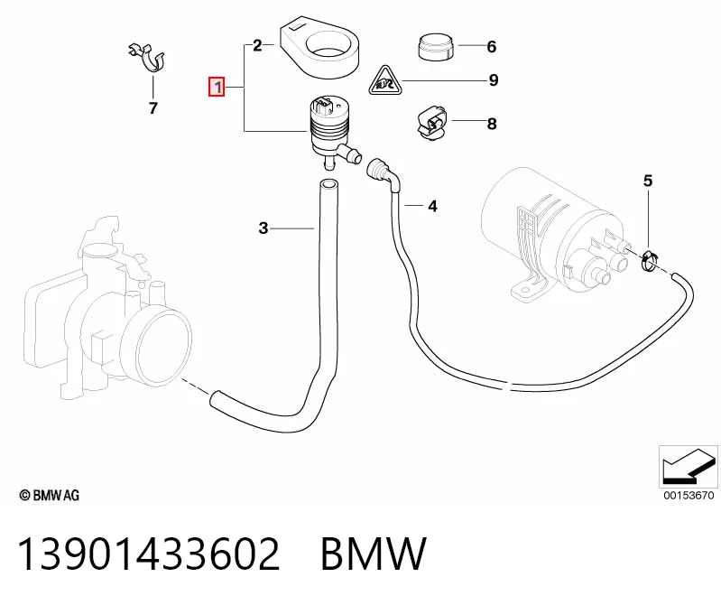 13901433602 BMW Válvula de ventilação dos gases do tanque de combustível