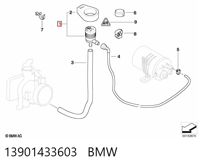 13901433603 BMW Válvula de ventilação dos gases do tanque de combustível