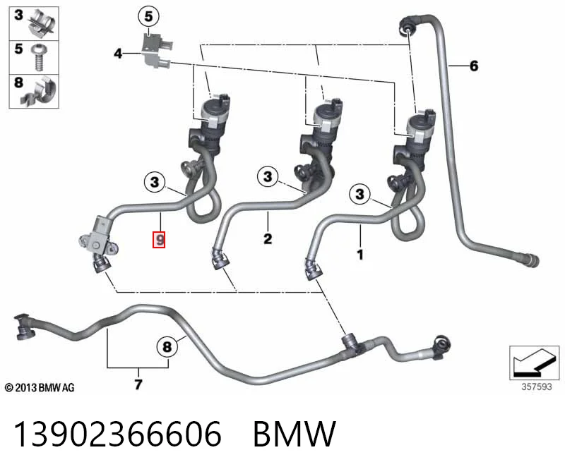 13902366606 BMW Válvula de ventilação dos gases do tanque de combustível
