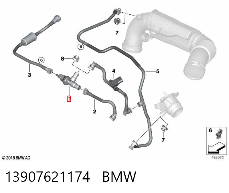 13907621174 BMW Válvula de ventilação dos gases do tanque de combustível