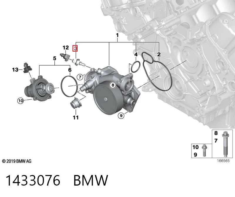 1433076 BMW Sensor de temperatura do fluido de esfriamento