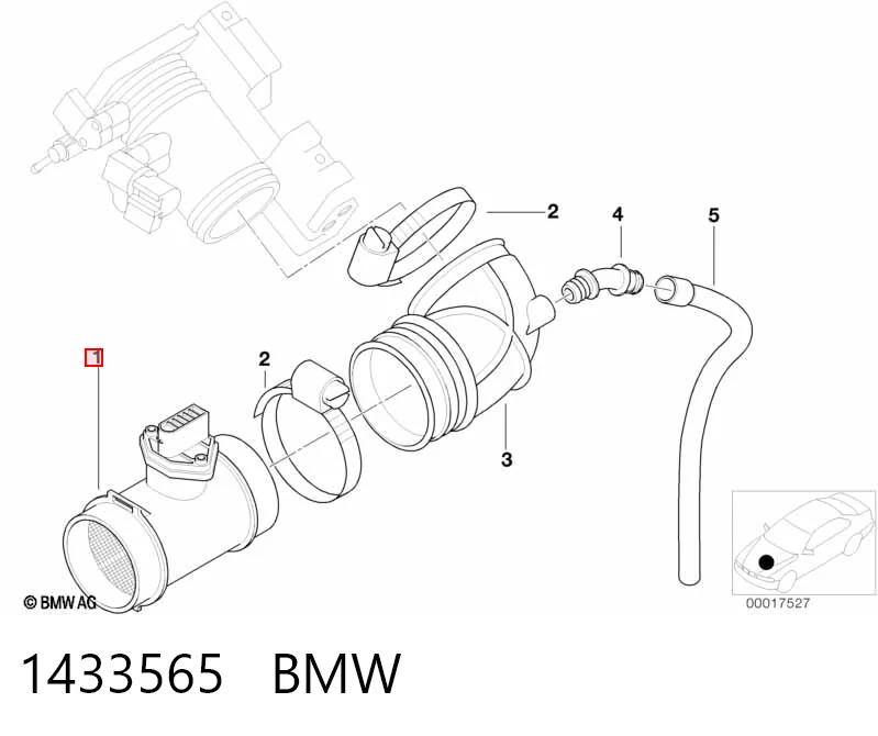 1433565 BMW Sensor de fluxo (consumo) de ar, medidor de consumo M.A.F. - (Mass Airflow)