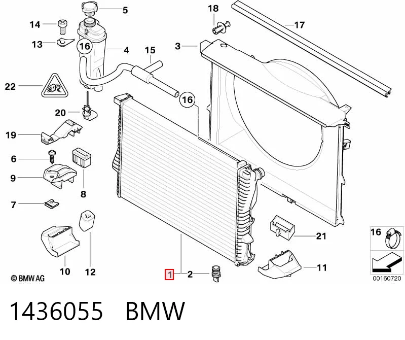 1436055 BMW Radiador de esfriamento de motor
