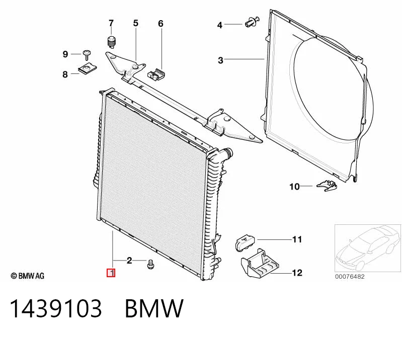 1439103 BMW Radiador de esfriamento de motor