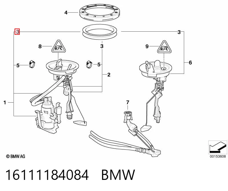 16111184084 BMW Vedante de sensor do nível de combustível/da bomba de combustível (tanque de combustível)
