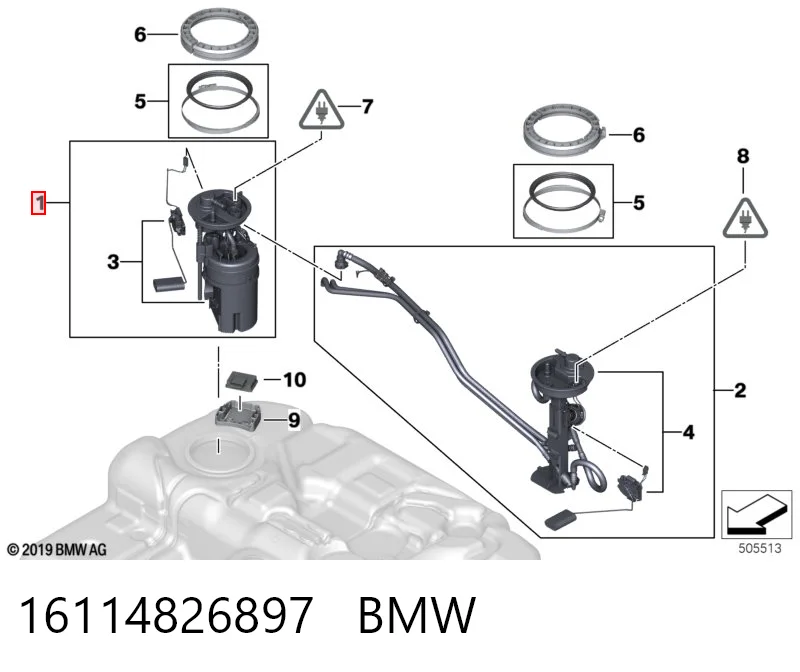 16114826897 BMW Módulo de bomba de combustível com sensor do nível de combustível