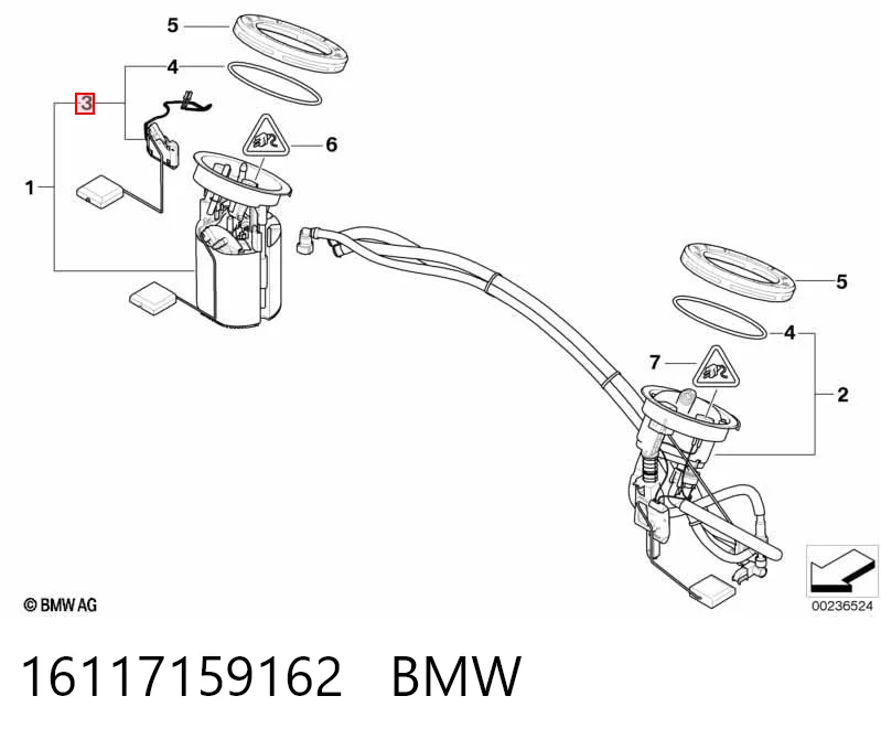 16117159162 BMW Sensor direito do nível de combustível no tanque