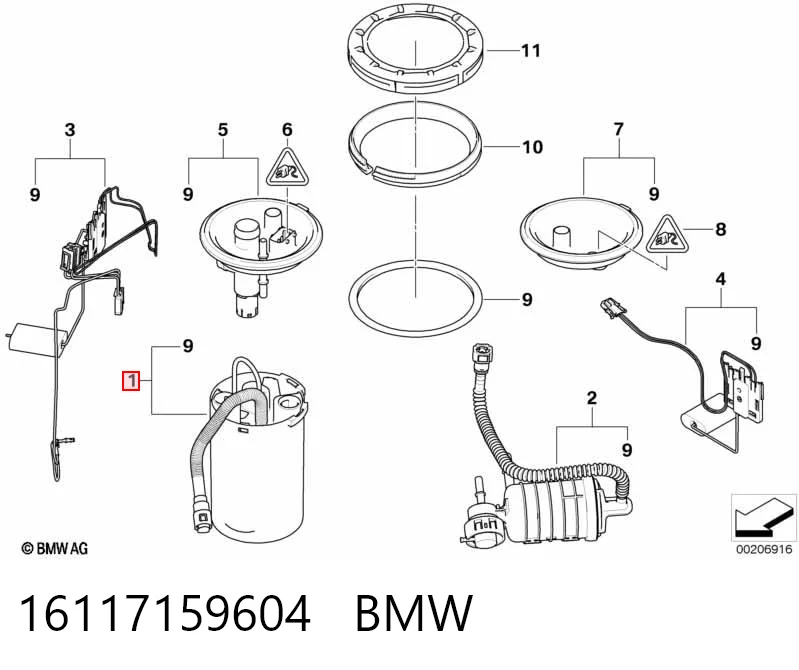 16117159604 BMW Módulo de bomba de combustível com sensor do nível de combustível