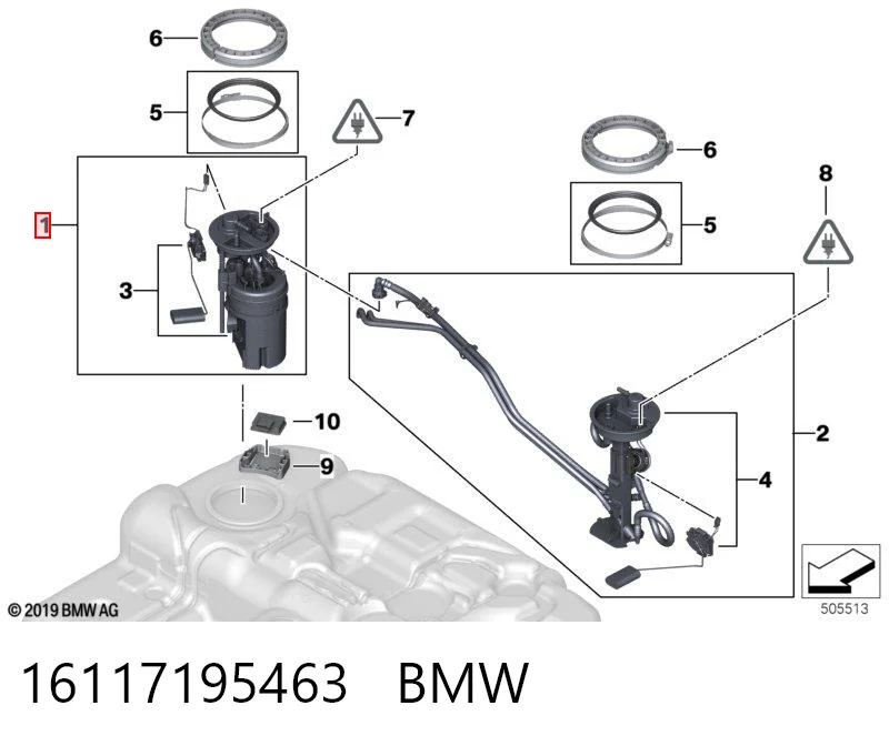 16117195463 BMW Módulo de bomba de combustível com sensor do nível de combustível