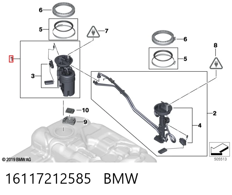 16117212585 BMW Módulo de bomba de combustível com sensor do nível de combustível