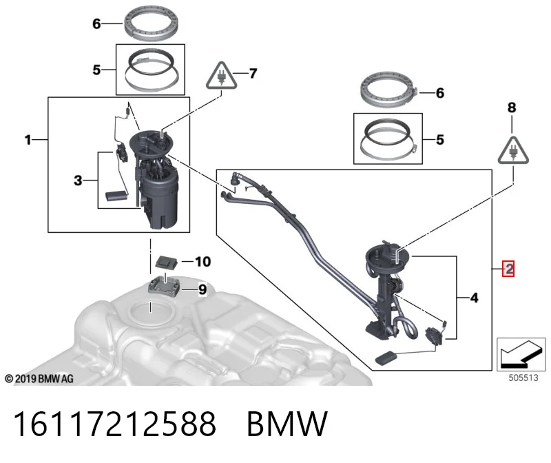 16117212588 BMW Módulo de bomba de combustível com sensor do nível de combustível
