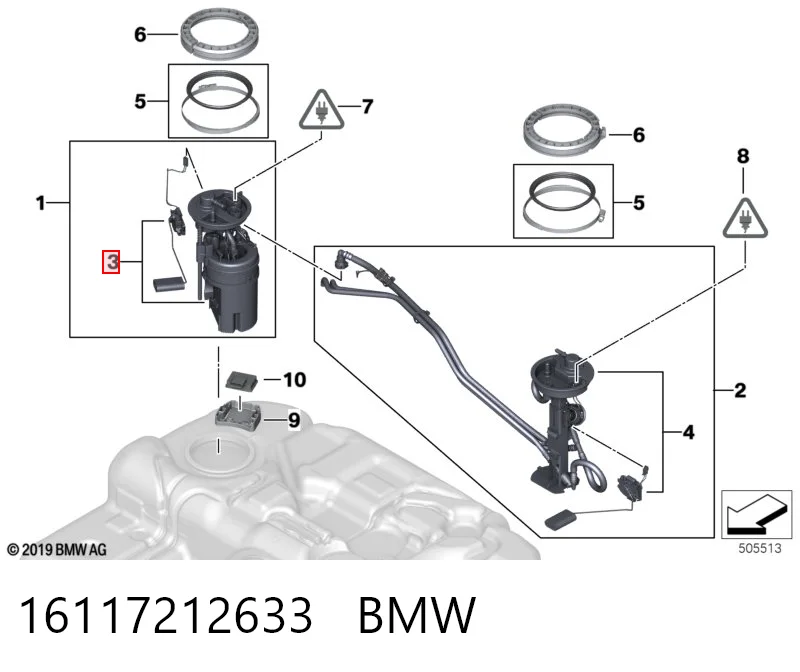 16117212633 BMW Sensor direito do nível de combustível no tanque