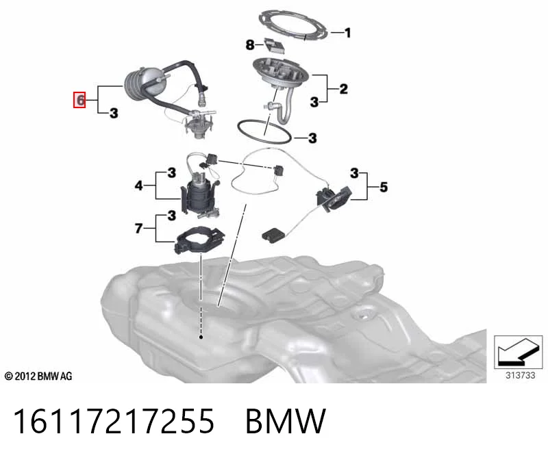 16117217255 BMW Regulador de pressão de combustível de módulo da bomba de combustível no tanque