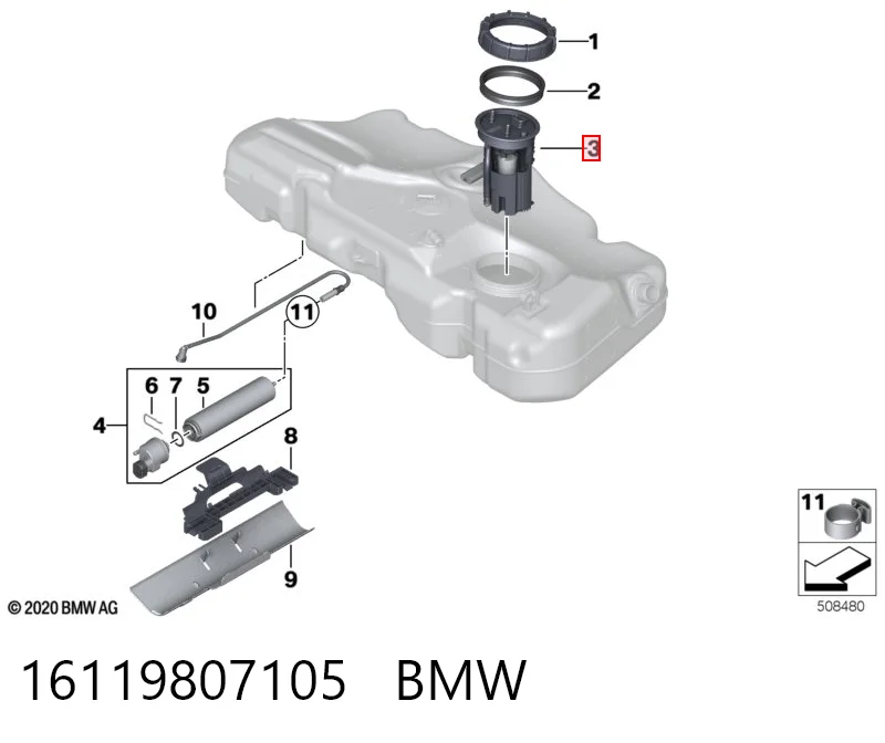 Módulo de bomba de combustível com sensor do nível de combustível para Mini COUNTRYMAN R60