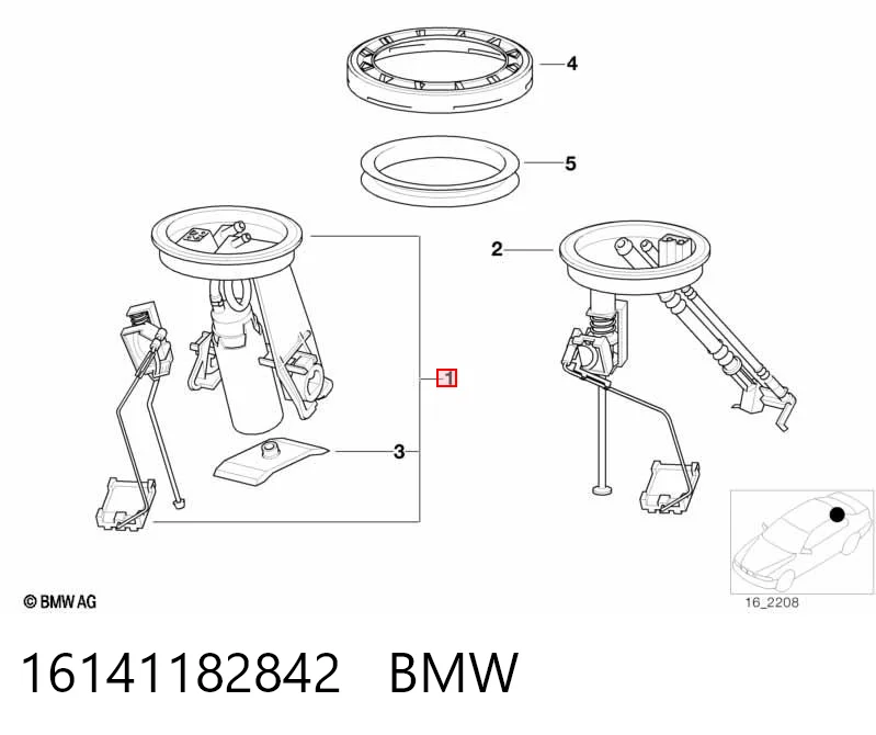 16141182842 BMW Módulo de bomba de combustível com sensor do nível de combustível