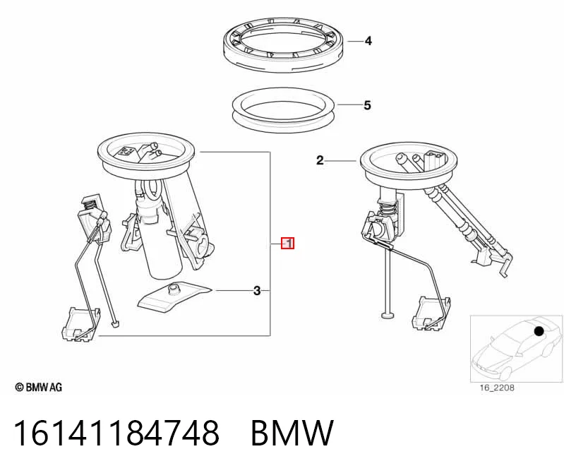 16141184748 BMW Módulo de bomba de combustível com sensor do nível de combustível