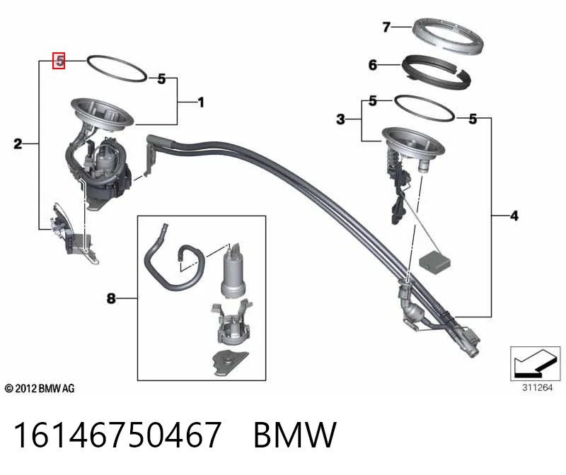 16146750467 BMW Vedante de sensor do nível de combustível/da bomba de combustível (tanque de combustível)