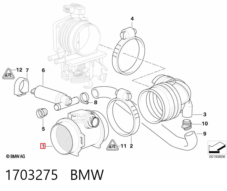 1703275 BMW Sensor de fluxo (consumo) de ar, medidor de consumo M.A.F. - (Mass Airflow)
