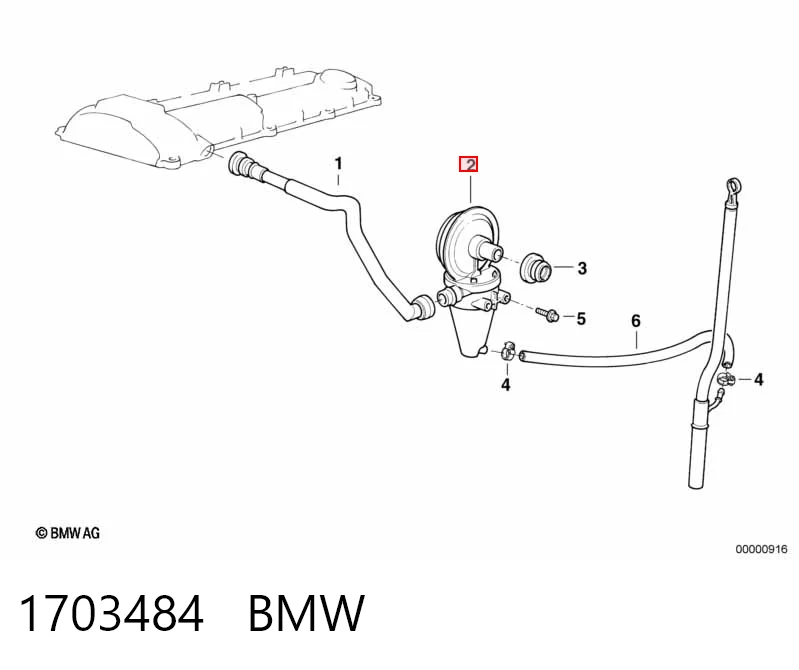 1703484 BMW Válvula PCV de ventilação dos gases de cárter