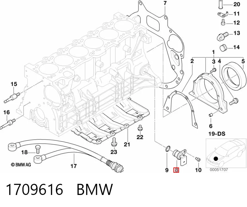 1709616 BMW Sensor de posição (de revoluções) de cambota