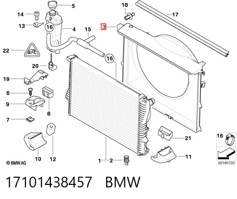 17101438457 BMW Difusor do radiador de esfriamento