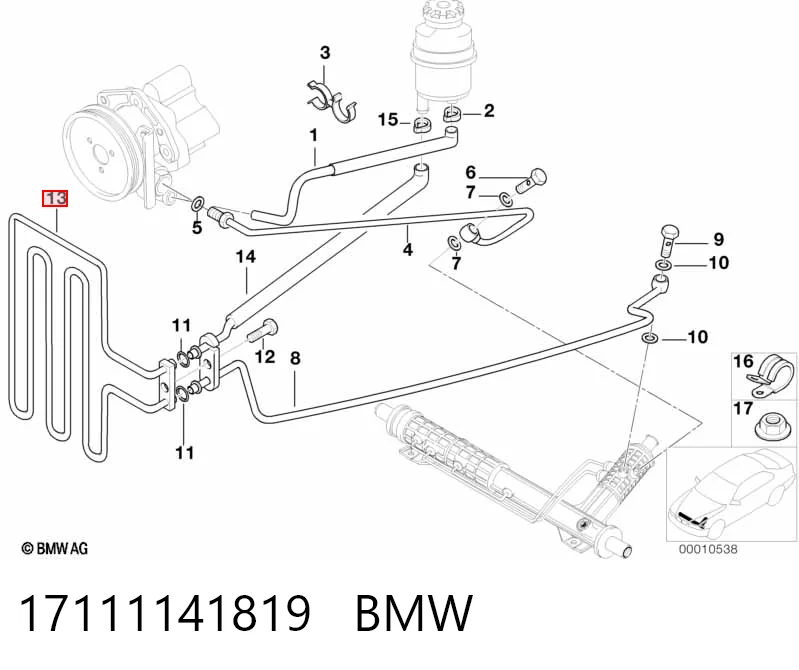 17111141819 BMW Radiador da Direção hidrâulica assistida