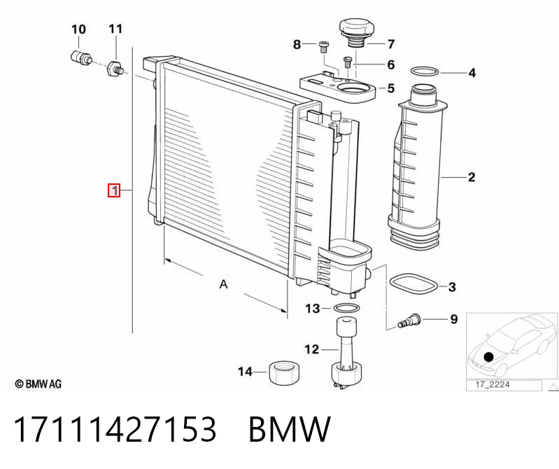17111427153 BMW Radiador de esfriamento de motor