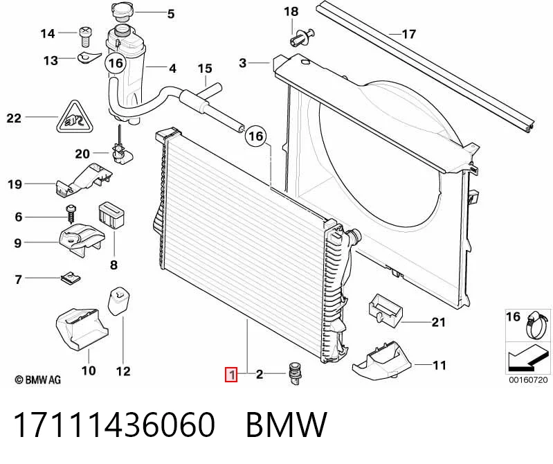 17111436060 BMW Radiador de esfriamento de motor
