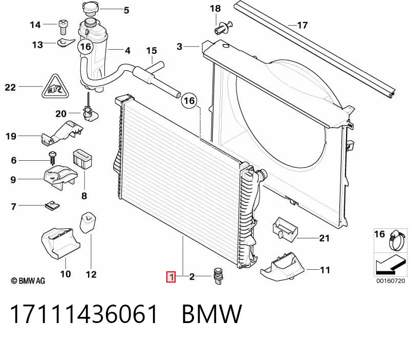17111436061 BMW Radiador de esfriamento de motor