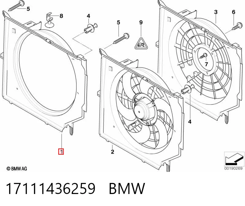 17111436259 BMW Difusor do radiador de esfriamento