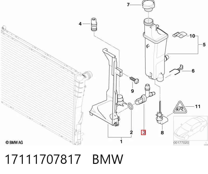 17111707817 BMW Flange do sistema de esfriamento (união em T)