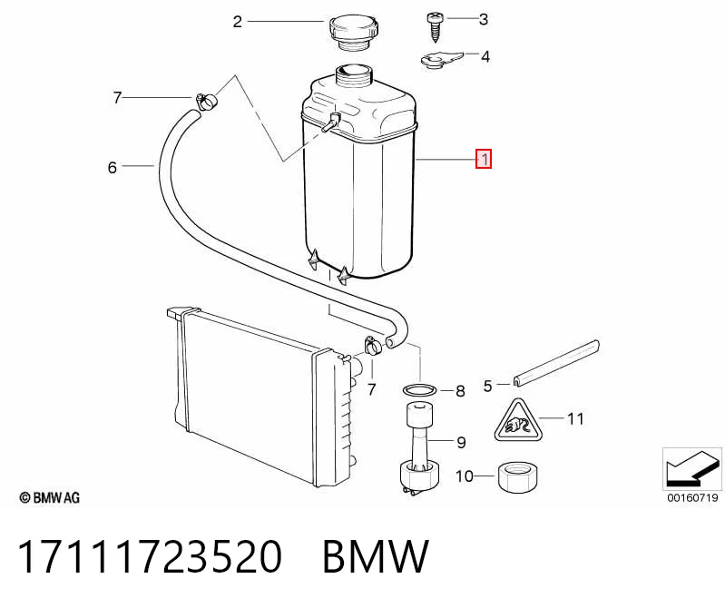 17111723520 BMW Tanque de expansão do sistema de esfriamento