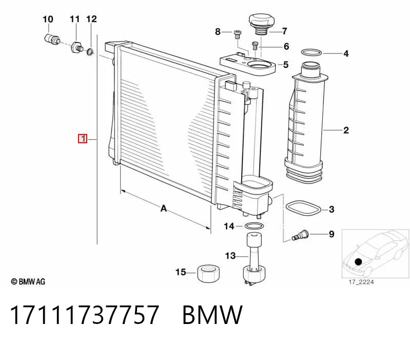 17111737757 BMW Radiador de esfriamento de motor