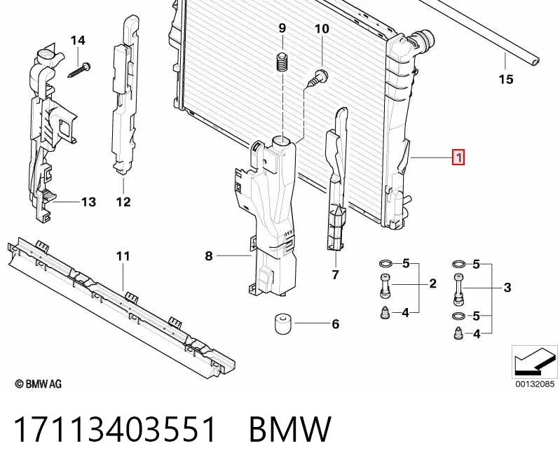 17113403551 BMW Radiador de esfriamento de motor