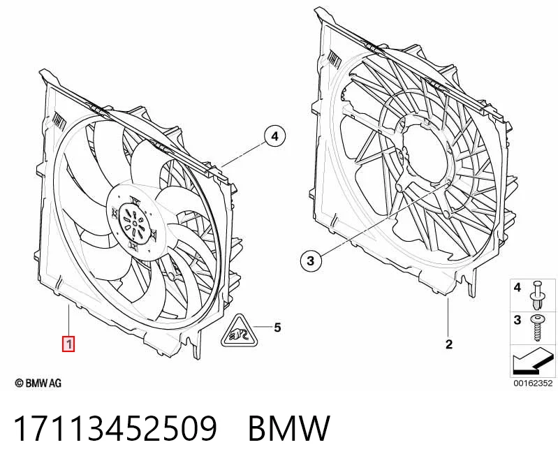 17113452509 BMW Difusor do radiador de esfriamento, montado com motor e roda de aletas