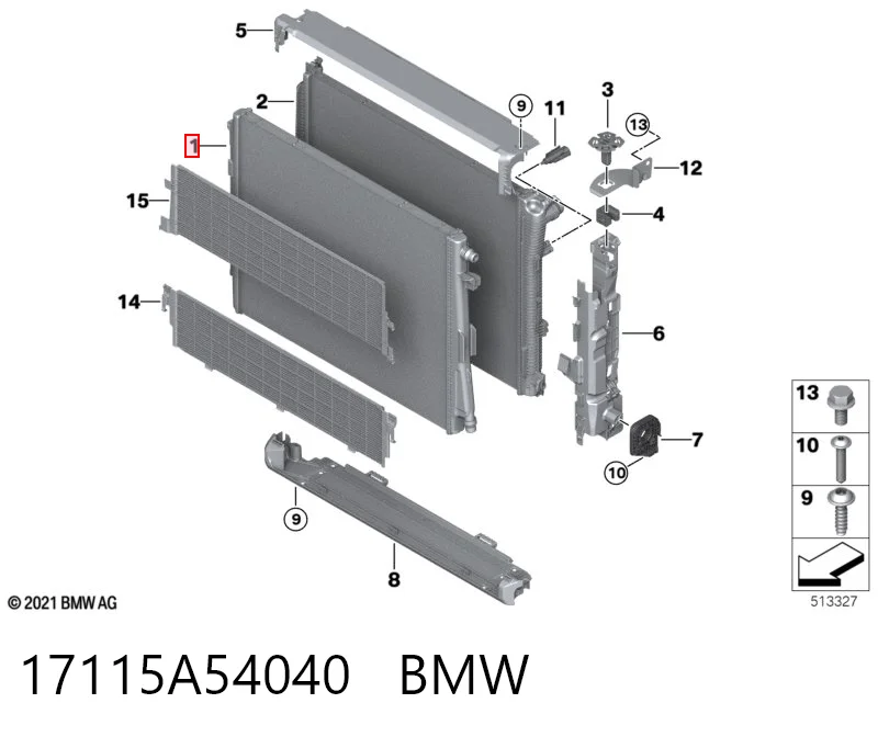 17115A54040 BMW Radiador de esfriamento de motor adicional