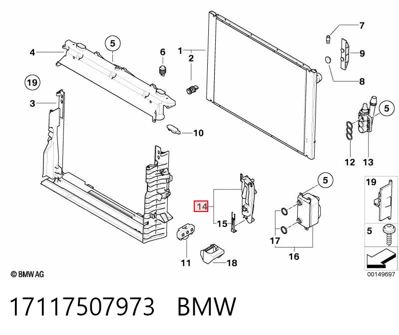 17117507973 BMW Consola do radiador esquerdo