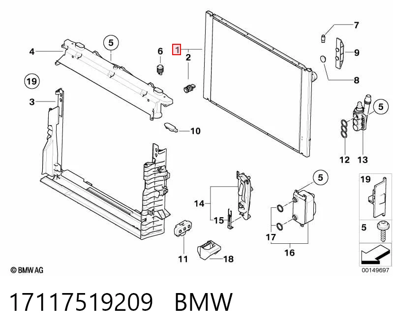 17117519209 BMW Radiador de esfriamento de motor
