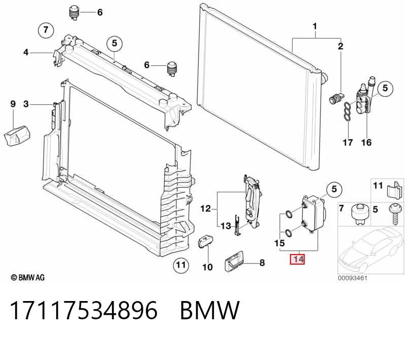 17117534896 BMW Radiador de esfriamento, Caixa Automática de Mudança