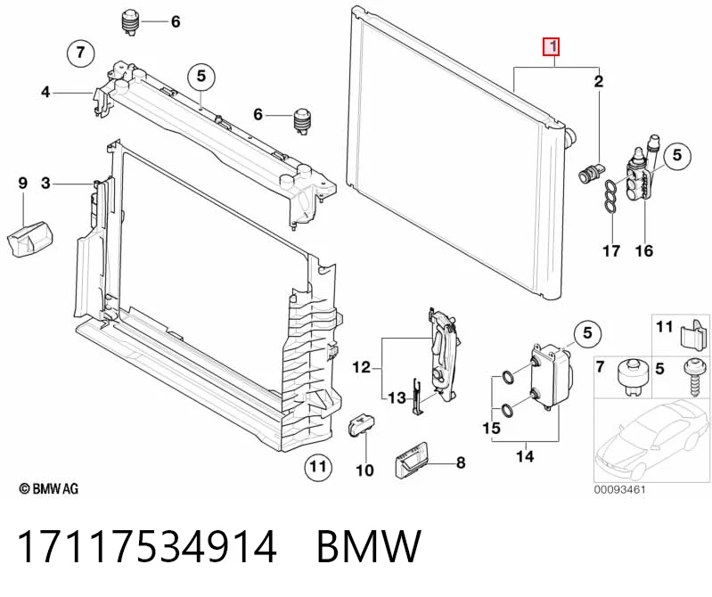 17117534914 BMW Radiador de esfriamento de motor