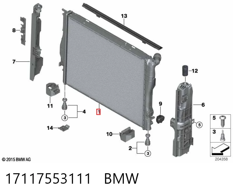 17117553111 BMW Radiador de esfriamento de motor