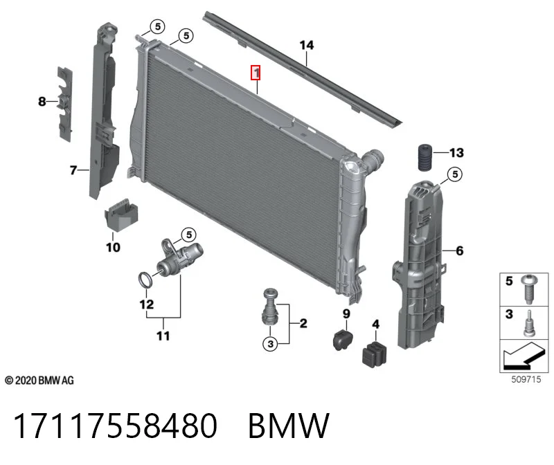 17117558480 BMW Radiador de esfriamento de motor
