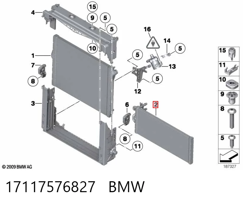 17117576827 BMW Radiador de esfriamento de motor adicional