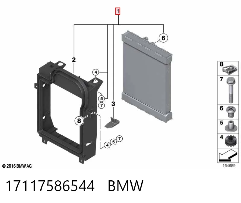17117586544 BMW Radiador de esfriamento de motor adicional