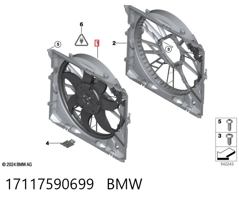 17117590699 BMW Difusor do radiador de esfriamento, montado com motor e roda de aletas