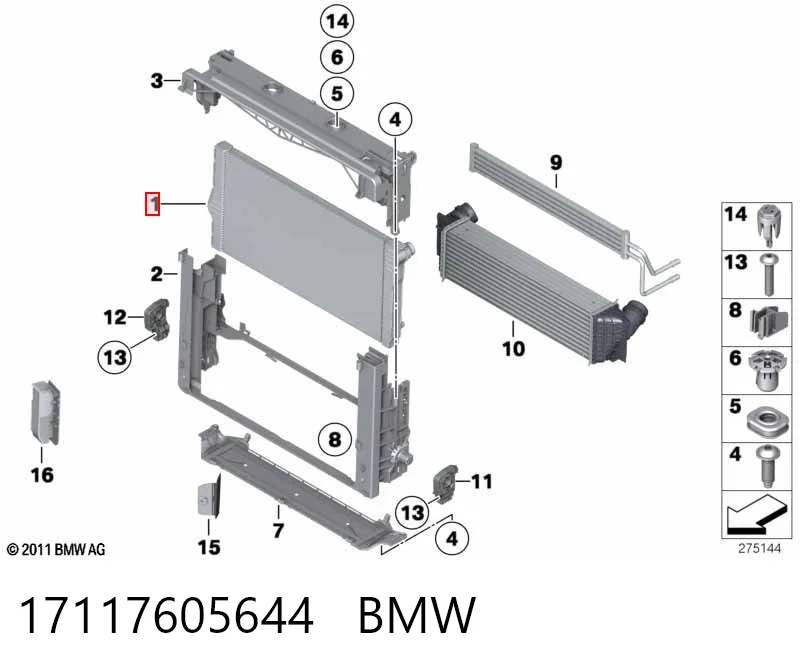 17117605644 BMW Radiador de esfriamento de motor