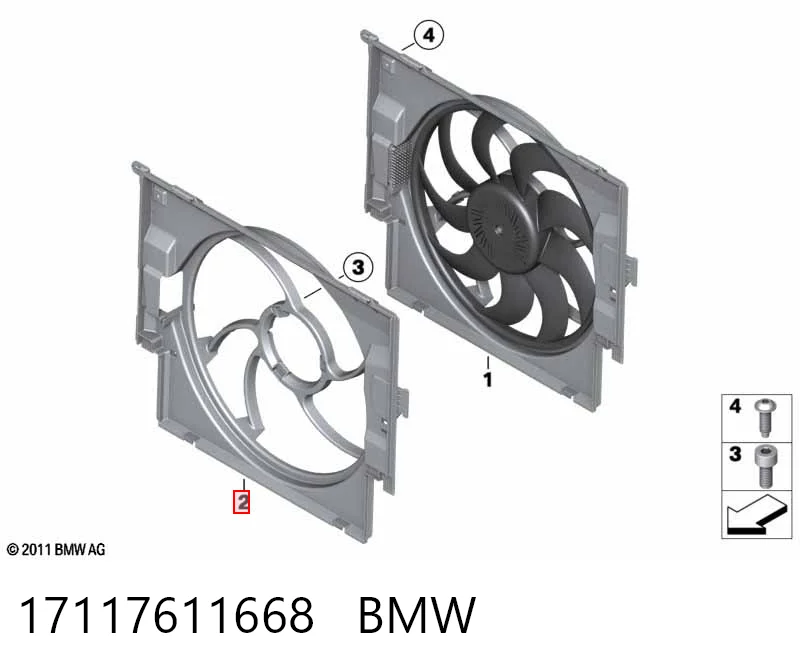17117611668 BMW Difusor do radiador de esfriamento